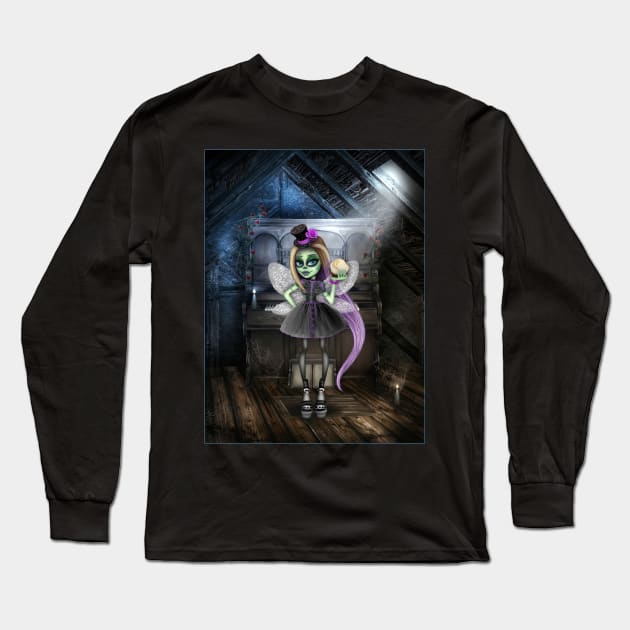 Goth fairy and piano Long Sleeve T-Shirt by Paciana Peroni